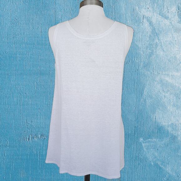 EILEEN FISHER White Organic Line Slub Scoop Neck Swingy Tank Top Small - Picture 8 of 9